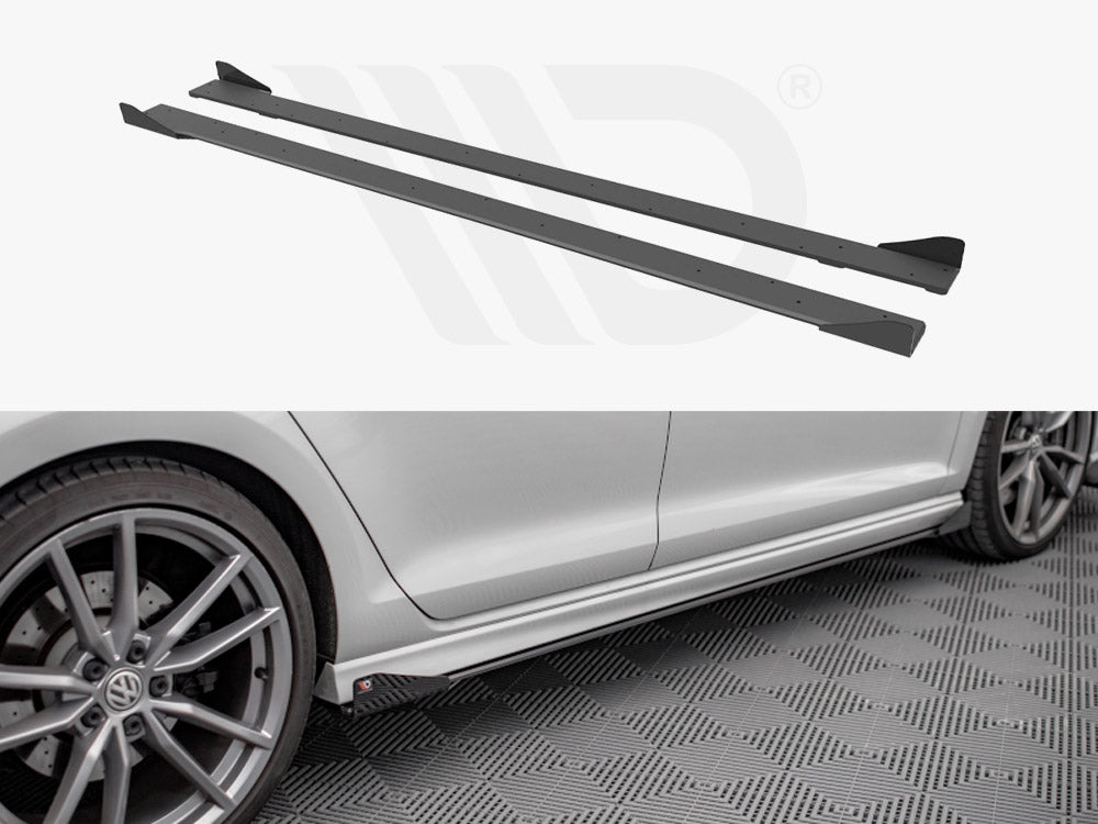 Street PRO Side Skirts Diffusers + Flaps VW Golf R Mk7