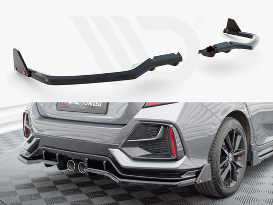 Central Rear Splitter (Vertical Bars) + Flaps Honda Civic Sport Mk 10