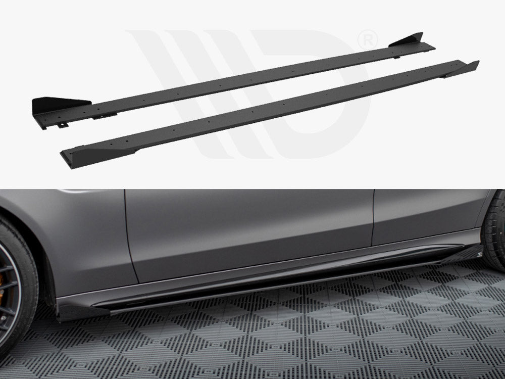 Street PRO Side Skirts Diffusers + Flaps Mercedes-AMG C63 Sedan / Estate W205 Facelift