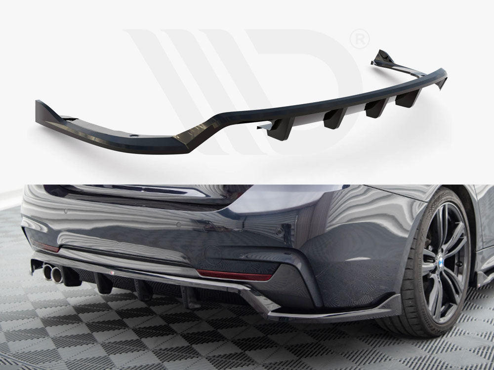 Central Rear Splitter (Vertical Bars) BMW 4 Coupe / Gran Coupe / Cabrio M-Pack F32 / F36 / F33