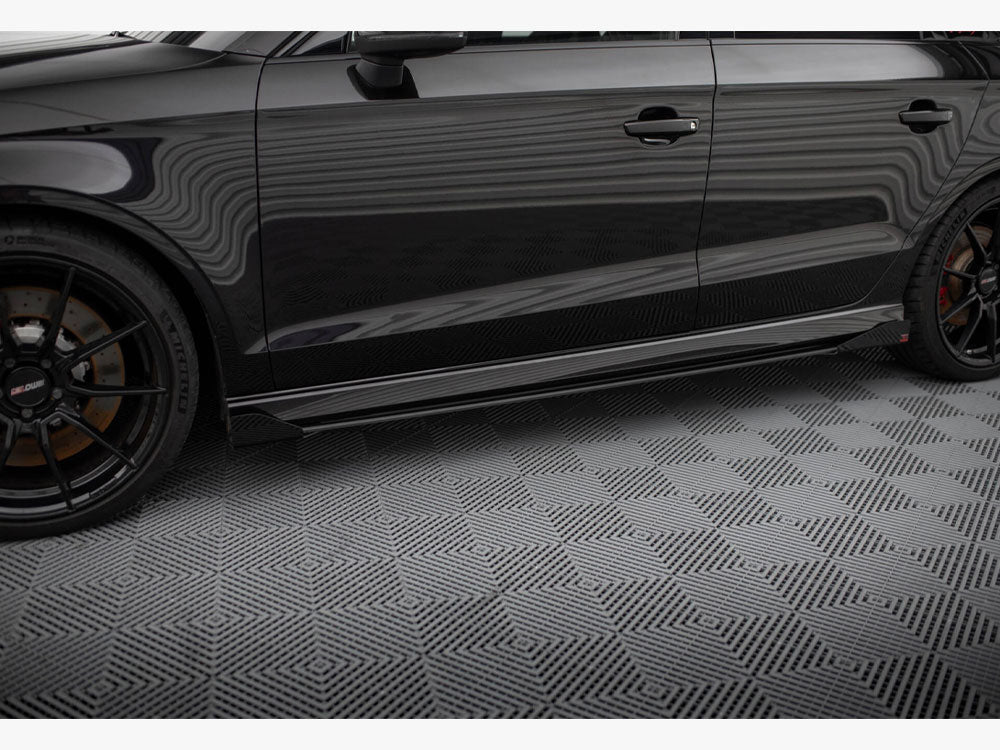 Street PRO Side Skirts Diffusers V.1 + Flaps Audi RS3 Sedan 8V Facelift