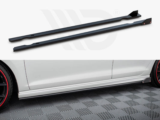 Side Skirts Diffusers V.3 + Flaps Volkswagen Golf R Mk7